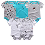 5PCS/LOT Unisex Top Quality Baby Rompers Short Sleeve Cottom O-Neck 0-12M Novel Newborn Boys&Girls Roupas de bebe Baby Clothes