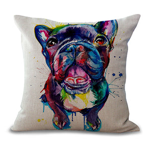 Miracille Square 18" French Bulldog Printed Decorative Sofa Throw Cushion Pillows Pets Dogs Outdoor Living Room Decor