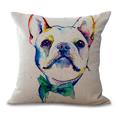 Miracille Square 18" French Bulldog Printed Decorative Sofa Throw Cushion Pillows Pets Dogs Outdoor Living Room Decor