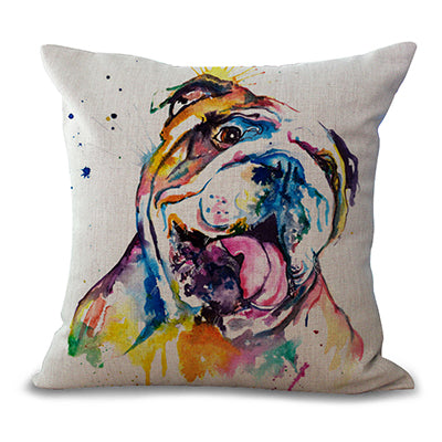 Miracille Square 18" French Bulldog Printed Decorative Sofa Throw Cushion Pillows Pets Dogs Outdoor Living Room Decor