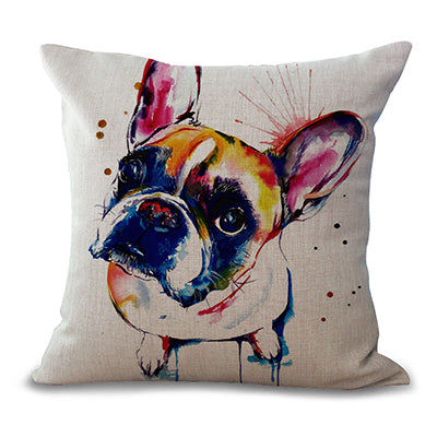 Miracille Square 18" French Bulldog Printed Decorative Sofa Throw Cushion Pillows Pets Dogs Outdoor Living Room Decor