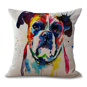 Miracille Square 18" French Bulldog Printed Decorative Sofa Throw Cushion Pillows Pets Dogs Outdoor Living Room Decor