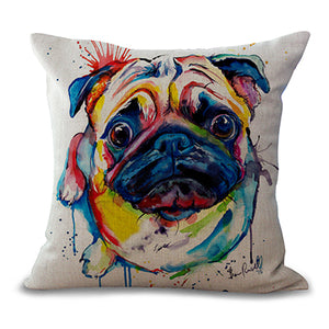 Miracille Square 18" French Bulldog Printed Decorative Sofa Throw Cushion Pillows Pets Dogs Outdoor Living Room Decor