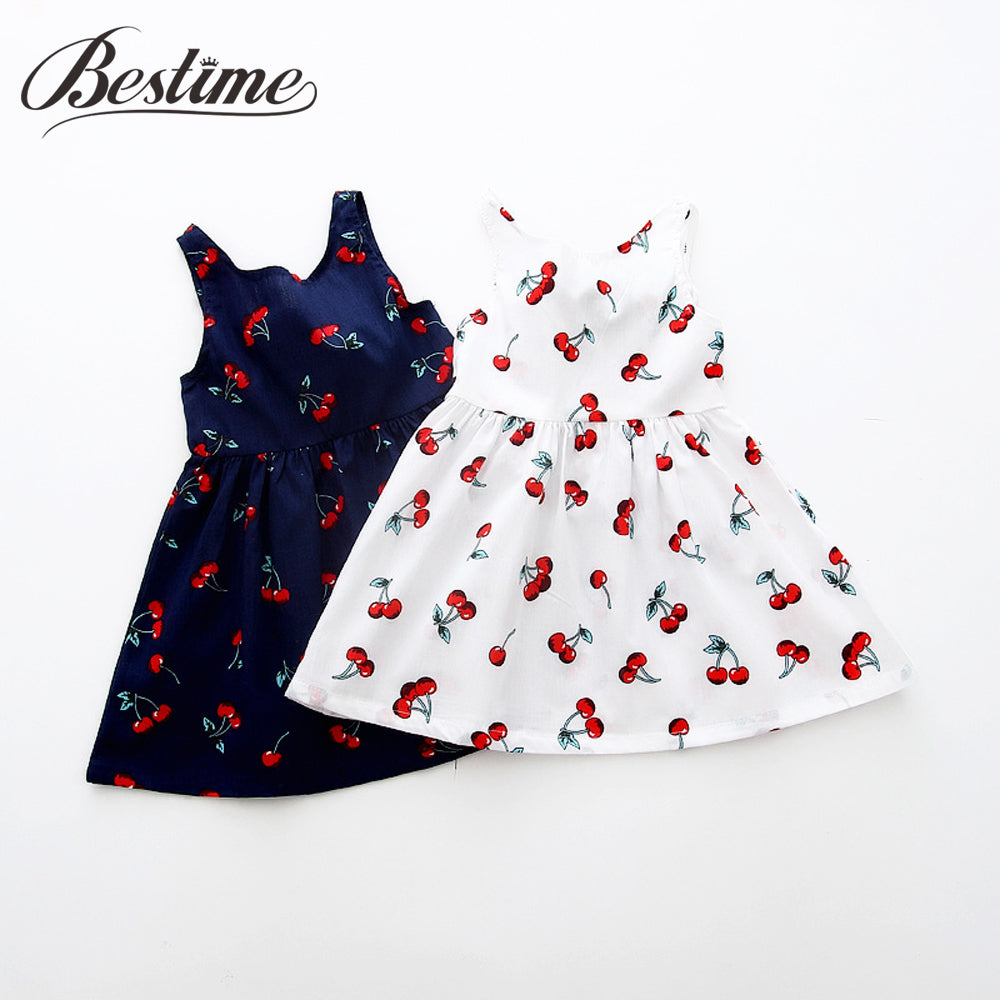 2-7y Girls Clothing Summer Girl Dress Children Kids Berry Dress Back V Dress Girls Cotton Kids Vest dress Children Clothes 2017