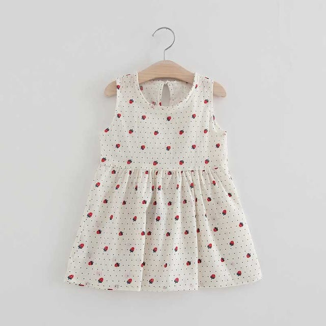 2-7y Girls Clothing Summer Girl Dress Children Kids Berry Dress Back V Dress Girls Cotton Kids Vest dress Children Clothes 2017