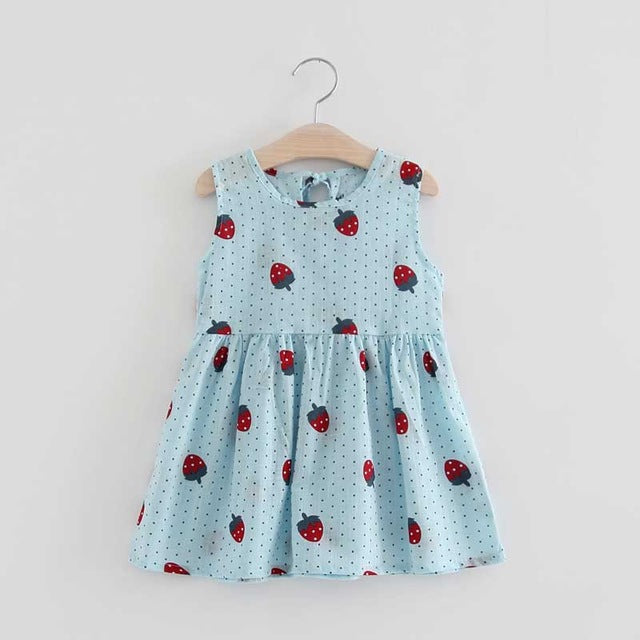 2-7y Girls Clothing Summer Girl Dress Children Kids Berry Dress Back V Dress Girls Cotton Kids Vest dress Children Clothes 2017