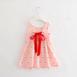 2-7y Girls Clothing Summer Girl Dress Children Kids Berry Dress Back V Dress Girls Cotton Kids Vest dress Children Clothes 2017