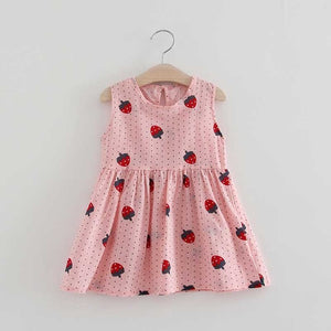 2-7y Girls Clothing Summer Girl Dress Children Kids Berry Dress Back V Dress Girls Cotton Kids Vest dress Children Clothes 2017