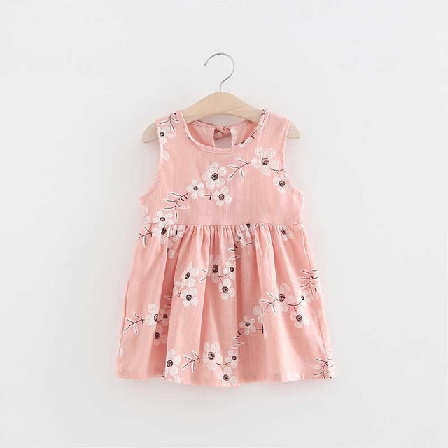 2-7y Girls Clothing Summer Girl Dress Children Kids Berry Dress Back V Dress Girls Cotton Kids Vest dress Children Clothes 2017