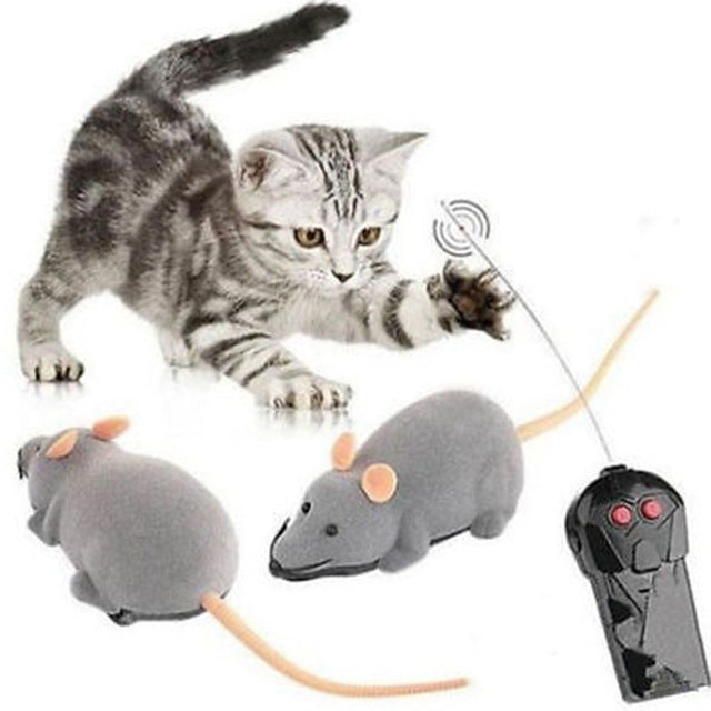 Hot selling New Black White Funny Pet Cat mice Toy Wireless RC Gray Rat Mice Toy Remote Control mouse For kids toys freeshipping