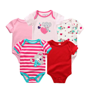 5PCS/LOT Unisex Top Quality Baby Rompers Short Sleeve Cottom O-Neck 0-12M Novel Newborn Boys&Girls Roupas de bebe Baby Clothes