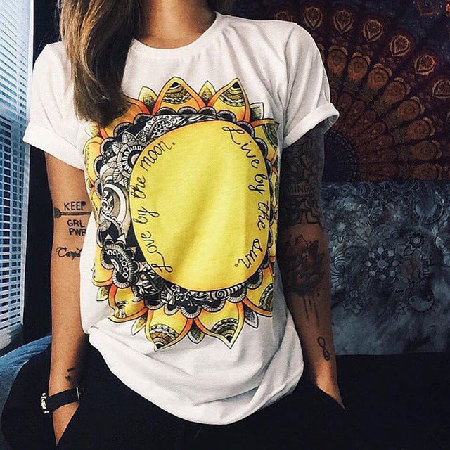 CDJLFH 2017 New Summer Top Shirts Women T Shirts Print Tshirt Sexy Plus Size T-shirt Tees Tops Fashion White S M XL XXL