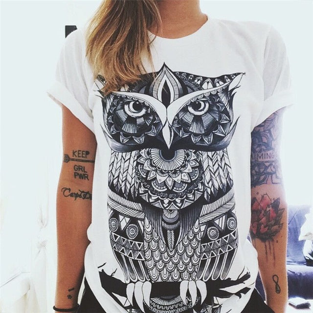 CDJLFH 2017 New Summer Top Shirts Women T Shirts Print Tshirt Sexy Plus Size T-shirt Tees Tops Fashion White S M XL XXL