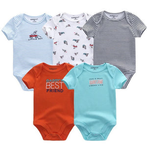 5PCS/LOT Unisex Top Quality Baby Rompers Short Sleeve Cottom O-Neck 0-12M Novel Newborn Boys&Girls Roupas de bebe Baby Clothes