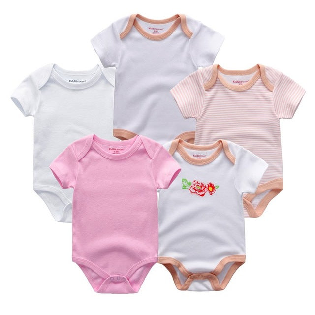 5PCS/LOT Unisex Top Quality Baby Rompers Short Sleeve Cottom O-Neck 0-12M Novel Newborn Boys&Girls Roupas de bebe Baby Clothes