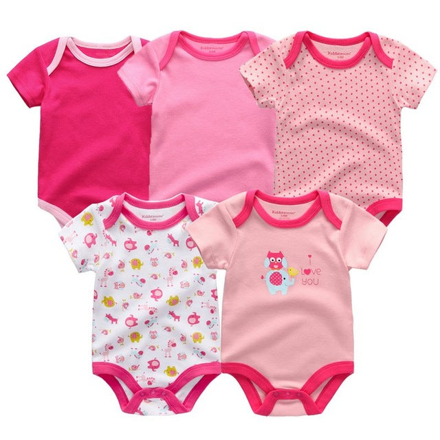 5PCS/LOT Unisex Top Quality Baby Rompers Short Sleeve Cottom O-Neck 0-12M Novel Newborn Boys&Girls Roupas de bebe Baby Clothes