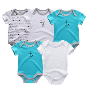 5PCS/LOT Unisex Top Quality Baby Rompers Short Sleeve Cottom O-Neck 0-12M Novel Newborn Boys&Girls Roupas de bebe Baby Clothes