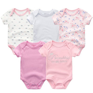 5PCS/LOT Unisex Top Quality Baby Rompers Short Sleeve Cottom O-Neck 0-12M Novel Newborn Boys&Girls Roupas de bebe Baby Clothes