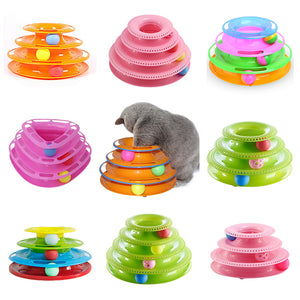 Funny Pet Toys Cat Crazy Ball Disk Interactive Amusement Plate Play Disc Trilaminar Turntable Cat Toy