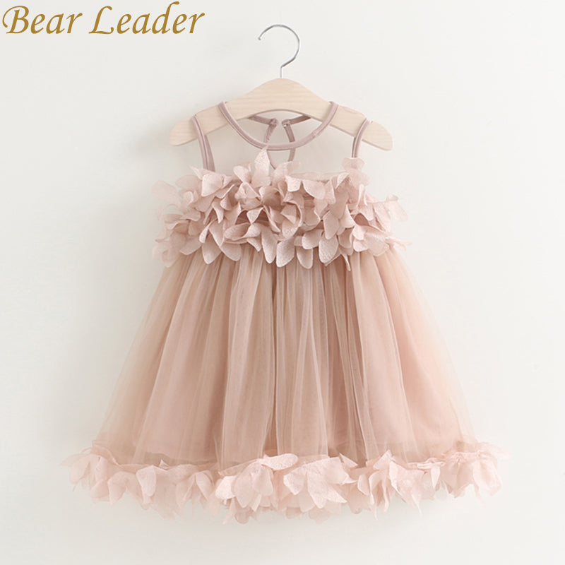 Bear Leader Girls Dress 2018 New Summer Mesh Girls Clothes Pink Applique Princess Dress Children Summer Clothes Baby Girls Dress