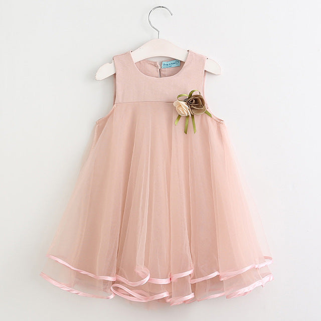 Bear Leader Girls Dress 2018 New Summer Mesh Girls Clothes Pink Applique Princess Dress Children Summer Clothes Baby Girls Dress