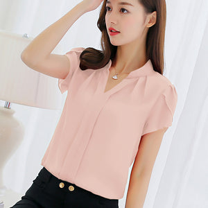 Hot Summer Female Short Sleeve Fashionable Leisure Chiffon Blouse Tops