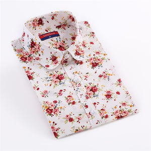 Dioufond Women Summer Blouses Vintage Floral Blouse Long Sleeve Shirt Women Camisas Femininas Female Tops Fashion Cotton Shirt